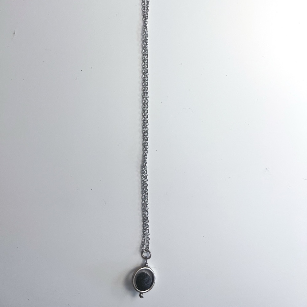 Elegant Silver Chain Volcanic Rock Essential Oil Necklace